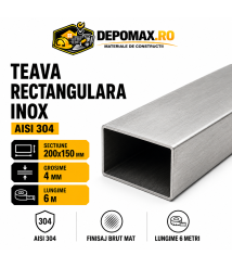 Teava rectangulara inox AISI 304, 200 x 150 x 4 mm, 6 metri